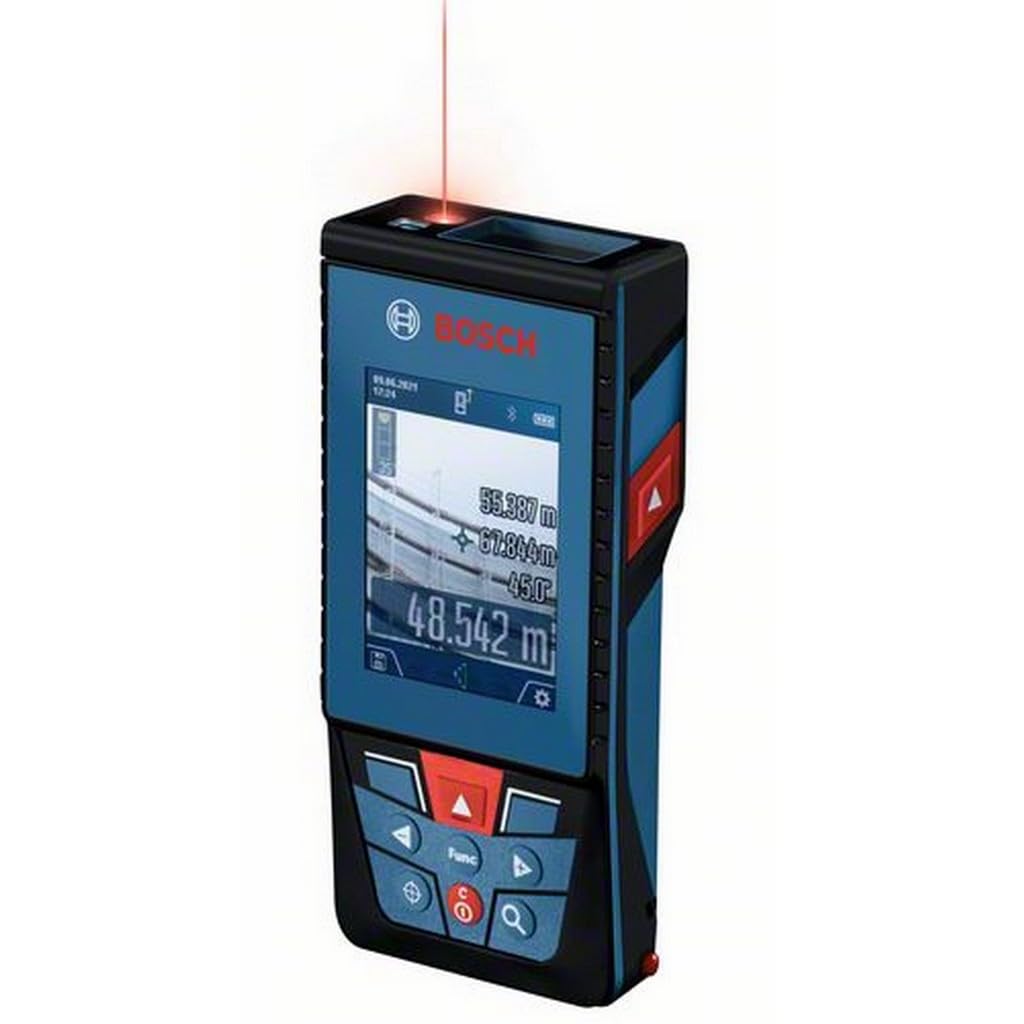 Bosch Professional télémètre Laser GLM 100-25 C (caméra intégrée, portée : Jusqu’à 100 m, Robuste, IP54, ± 1,5 mm*, 3 Piles AA, dragonne, Housse)