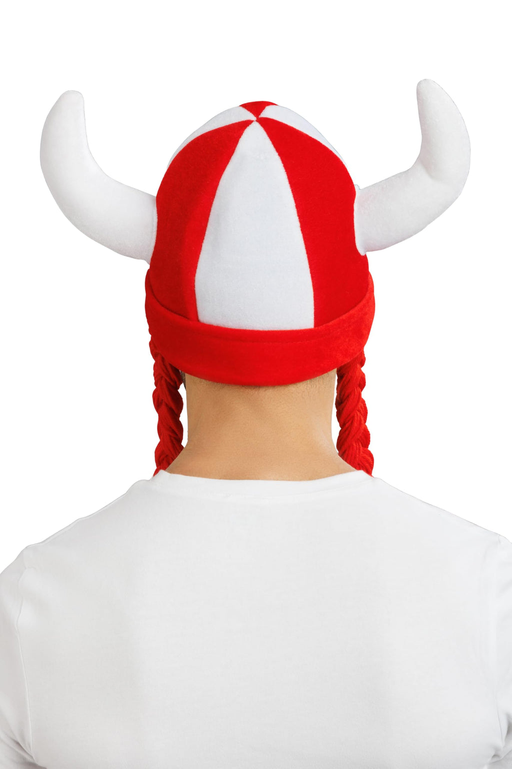 Chaks - Casque avec cornes et tresses, accessoire de déguisement pour supporters, casque en tissu pour tenues de supporters lors de la Coupe du monde, du Championnat d’Europe