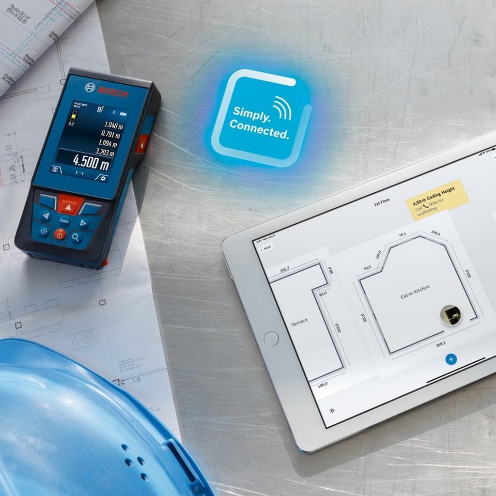 Bosch Professional télémètre Laser GLM 100-25 C (caméra intégrée, portée : Jusqu’à 100 m, Robuste, IP54, ± 1,5 mm*, 3 Piles AA, dragonne, Housse)