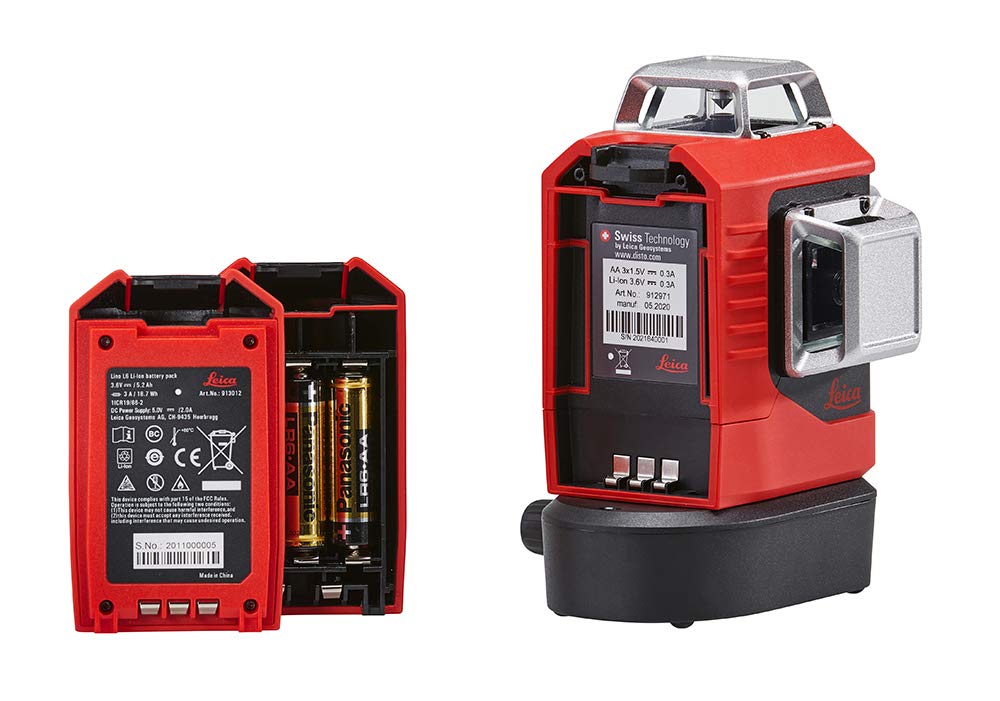 Leica Lino L6G – laser ligne 3x360 degrés avec batterie Li-ion, chargeur, adaptateur magnétique innovant et support mural, en coffret (laser vert, portée : 35 m)