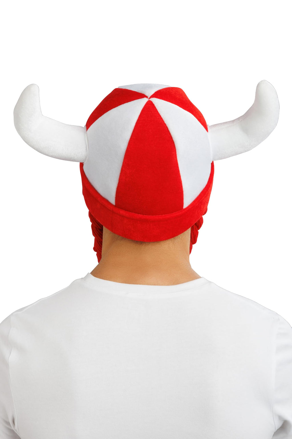 Chaks - Casque avec cornes et tresses, accessoire de déguisement pour supporters, casque en tissu pour tenues de supporters lors de la Coupe du monde, du Championnat d’Europe