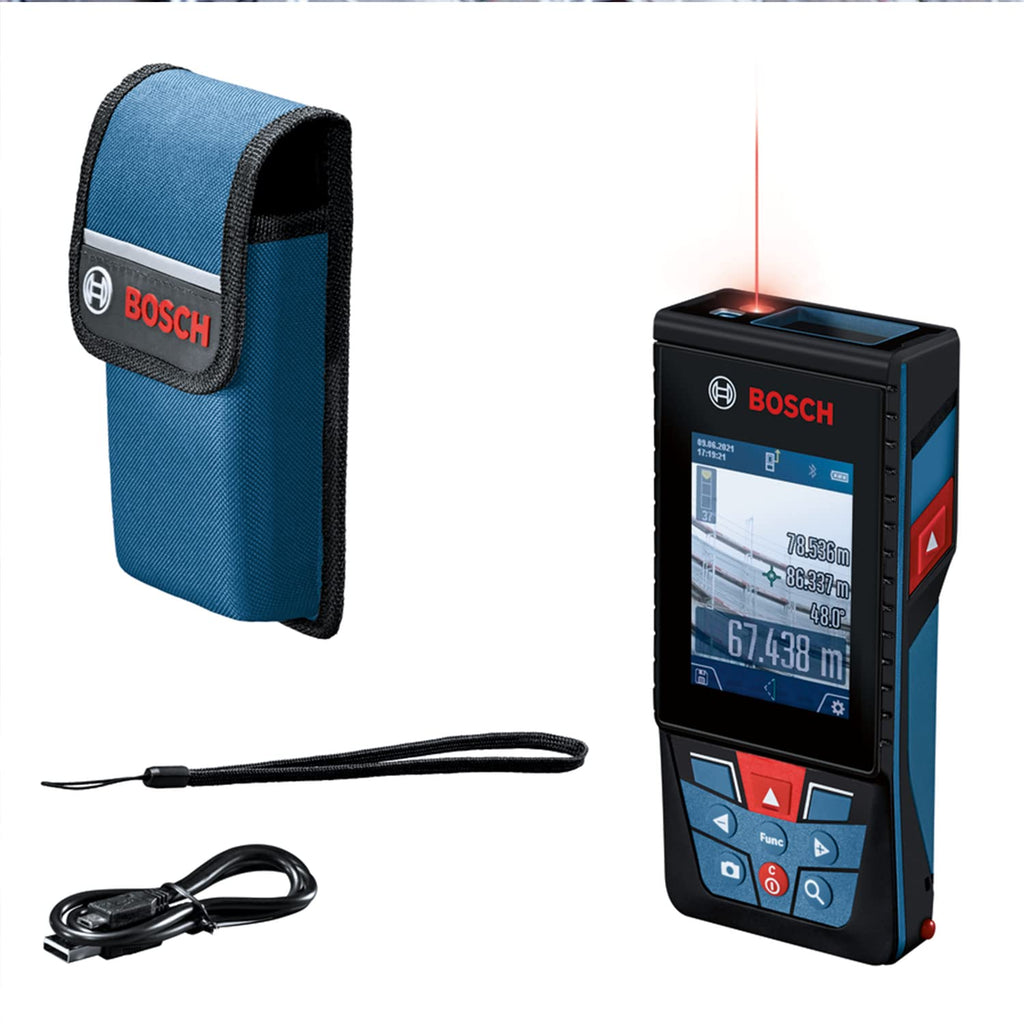 Bosch Professional télémètre Laser GLM 100-25 C (caméra intégrée, portée : Jusqu’à 100 m, Robuste, IP54, ± 1,5 mm*, 3 Piles AA, dragonne, Housse)