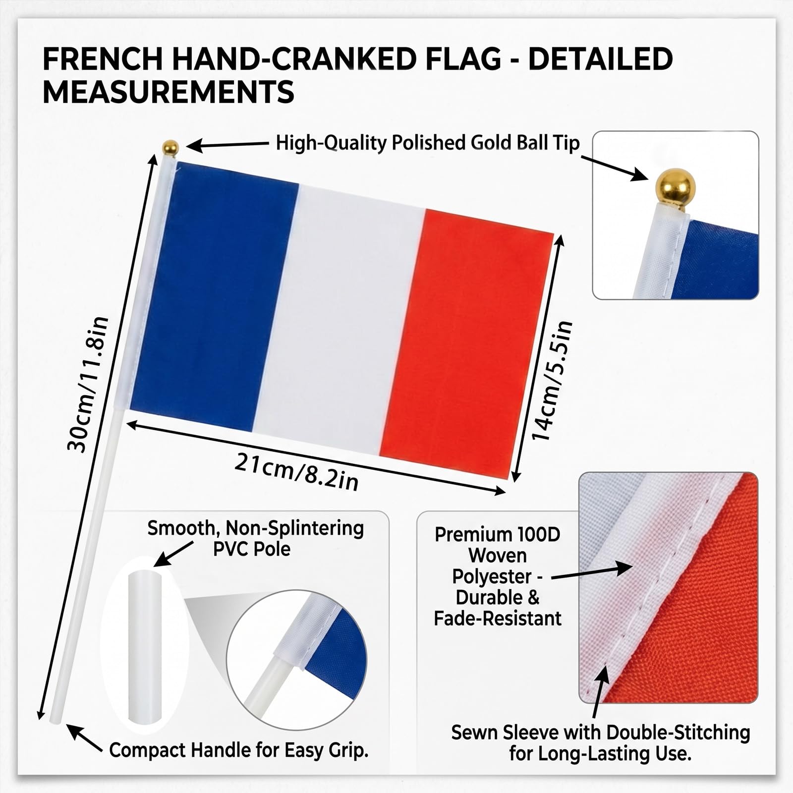 YESAH Cape Drapeau Français pour Coupe du Monde 2026,90x150cm,Cape de Supporter France en Polyester, Légère et Portable pour Stade, Matchs, Fêtes et Événements Sportifs