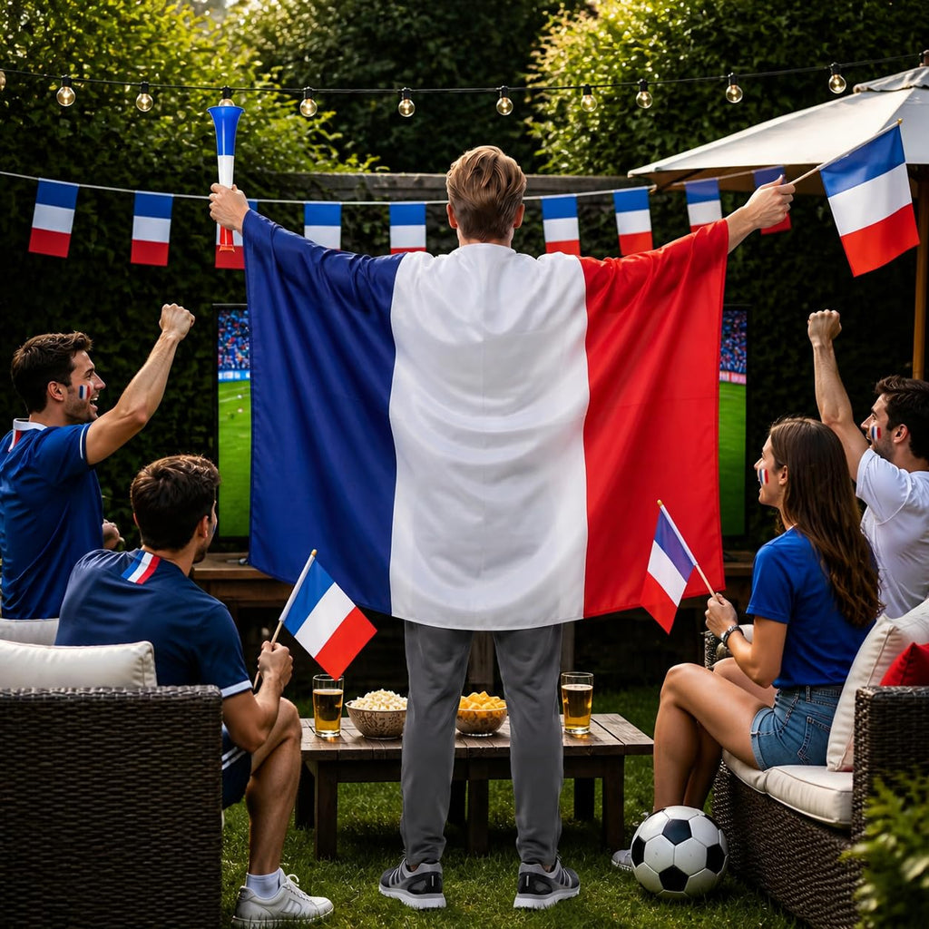 YESAH Cape Drapeau Français pour Coupe du Monde 2026,90x150cm,Cape de Supporter France en Polyester, Légère et Portable pour Stade, Matchs, Fêtes et Événements Sportifs