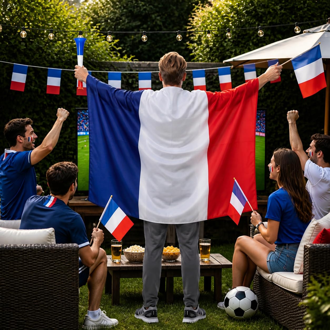 YESAH Cape Drapeau Français pour Coupe du Monde 2026,90x150cm,Cape de Supporter France en Polyester, Légère et Portable pour Stade, Matchs, Fêtes et Événements Sportifs