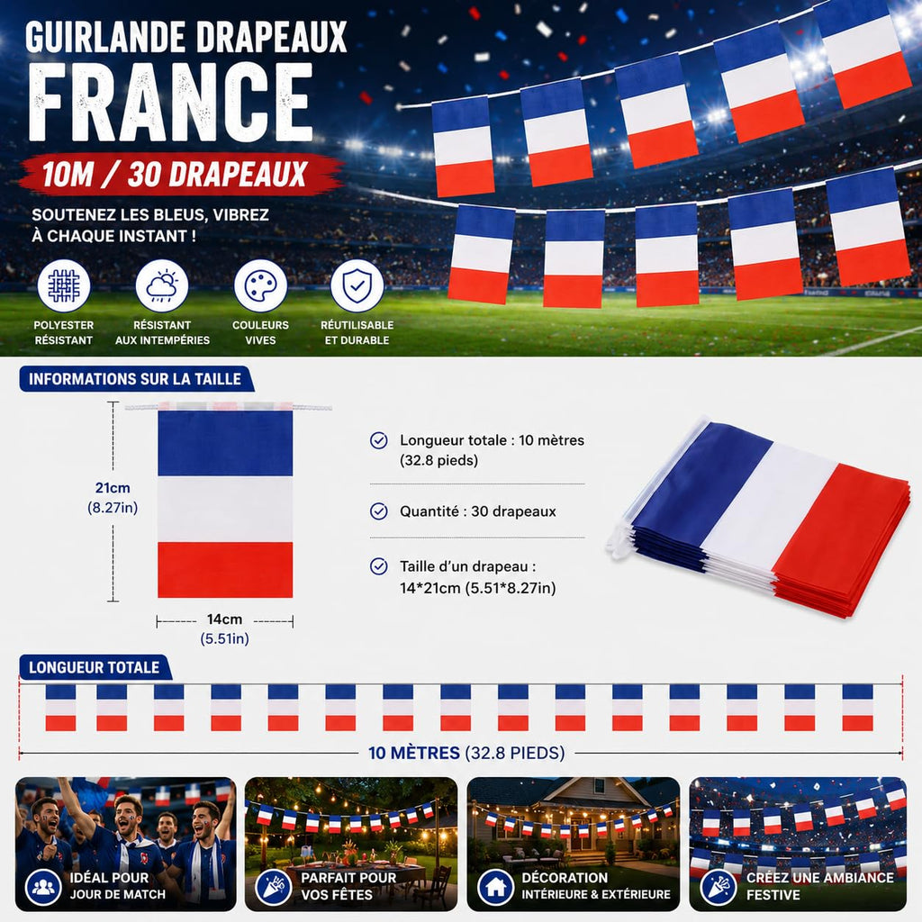 YESAH Cape Drapeau Français pour Coupe du Monde 2026,90x150cm,Cape de Supporter France en Polyester, Légère et Portable pour Stade, Matchs, Fêtes et Événements Sportifs
