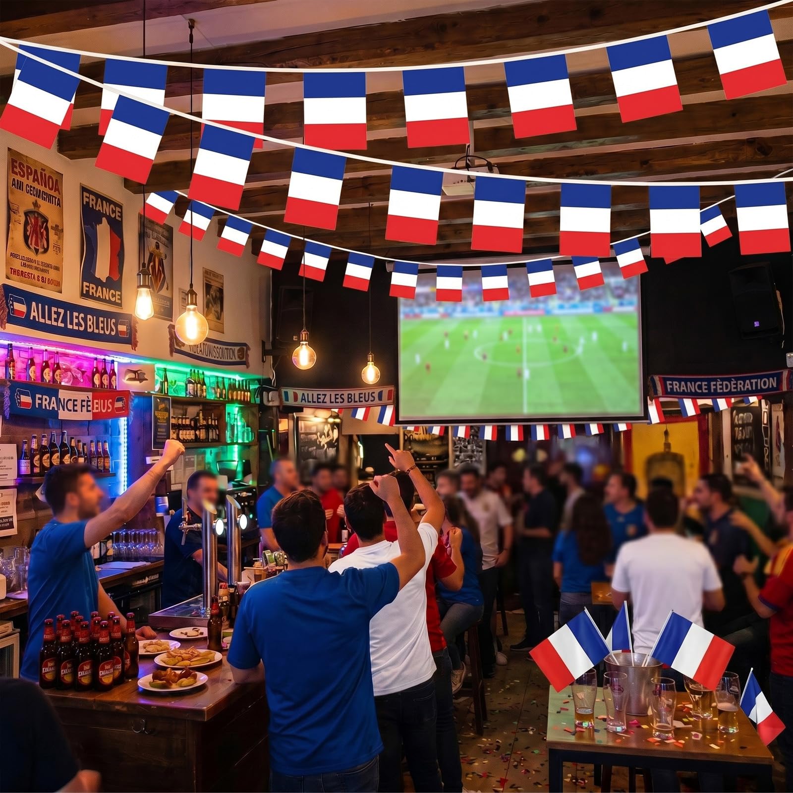 YESAH Cape Drapeau Français pour Coupe du Monde 2026,90x150cm,Cape de Supporter France en Polyester, Légère et Portable pour Stade, Matchs, Fêtes et Événements Sportifs