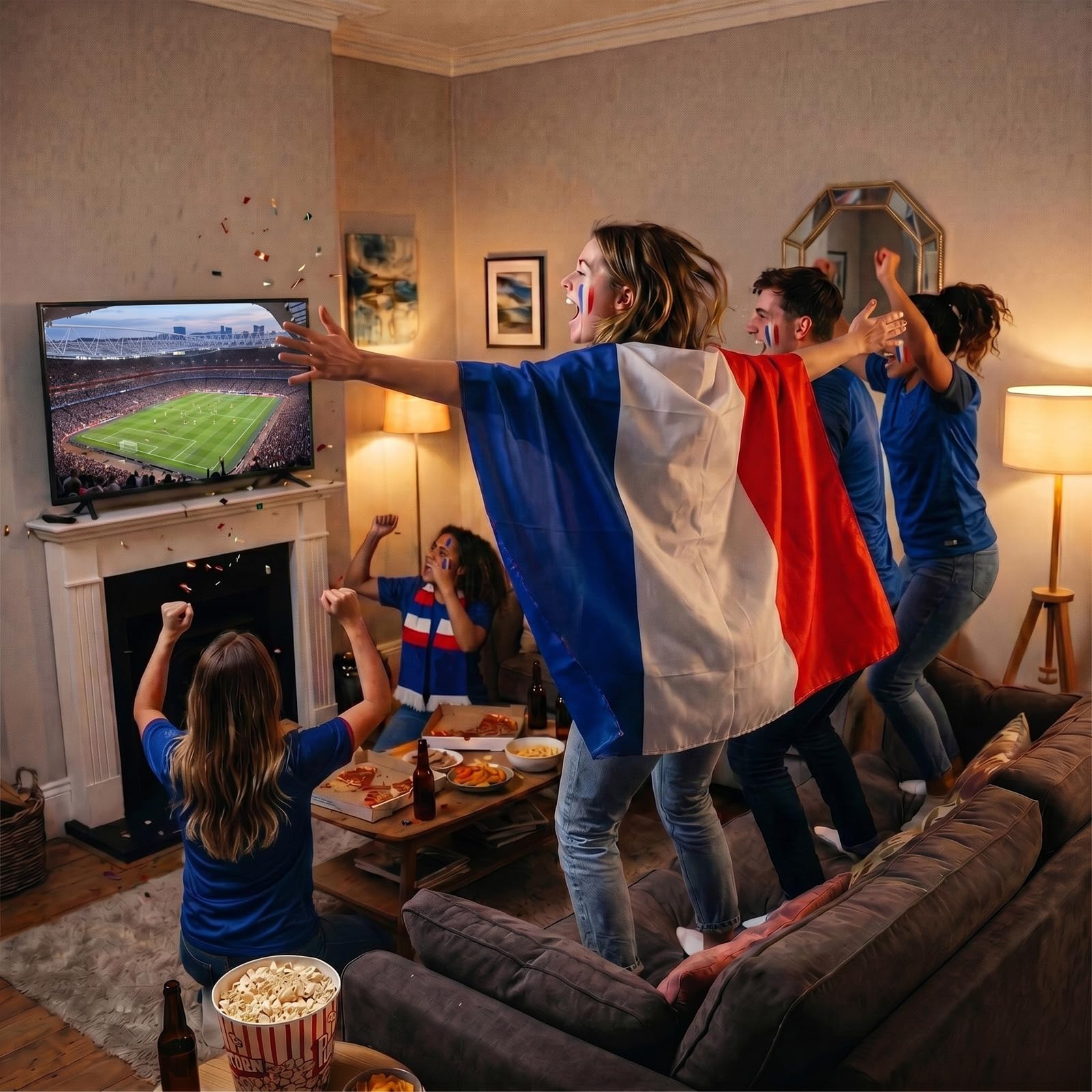 YESAH Cape Drapeau Français pour Coupe du Monde 2026,90x150cm,Cape de Supporter France en Polyester, Légère et Portable pour Stade, Matchs, Fêtes et Événements Sportifs